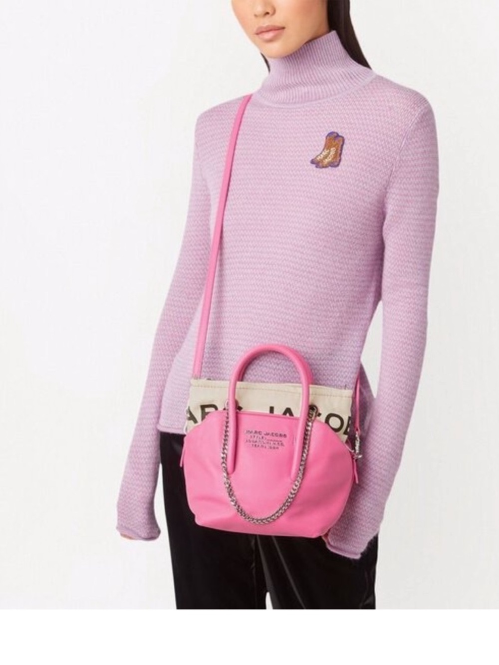 Marc Jacobs Pink Calfskin The Duet Mini Satchel Morning Glory - Picture 2 of 7